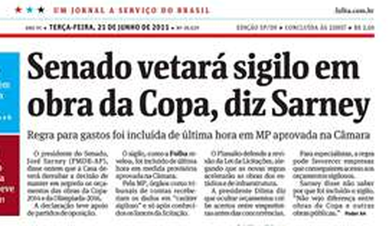 Capa da Folha de ontem (21/6/11): 